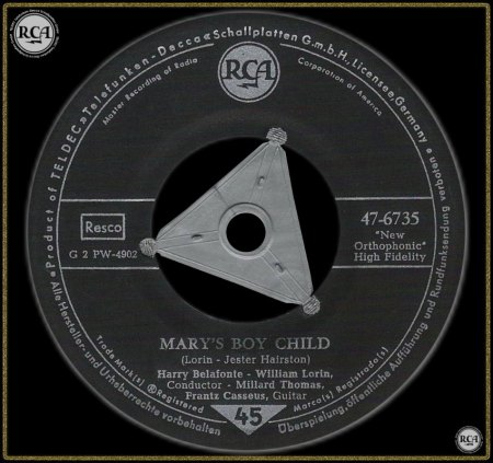 HARRY BELAFONTE - MARY'S BOY CHILD (D SINGLE)_IC#001.jpg