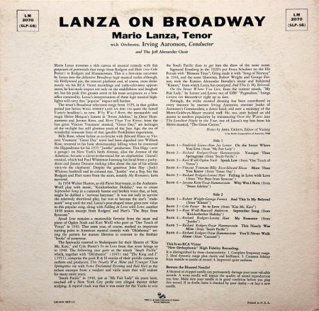 Mario Lanza 1956 - Lanza On B'way -Tras.jpg