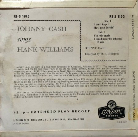 JOHNNY CASH  -  London EPs